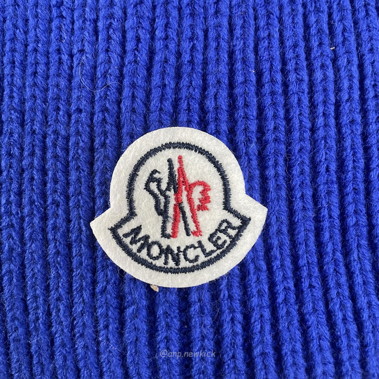 Moncler Logo Patch Ribbed Knit Beanie Black Blue (3) - newkick.org